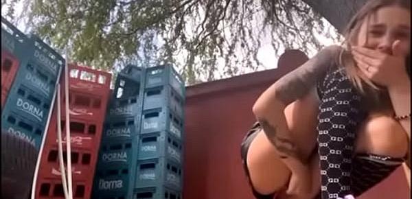  Outdoor squirt show Hotfallingdevil , hide in Yard and squirt hard